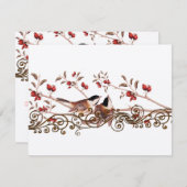 Vintage Chickadee für Hochzeitskarten RSVP Karte (Vorne/Hinten)