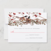 Vintage Chickadee für Hochzeitskarten RSVP Karte (Rückseite)