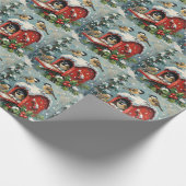 Vintage Chickadees on Snowy Christmas Mailbox Geschenkpapier (Ecke)