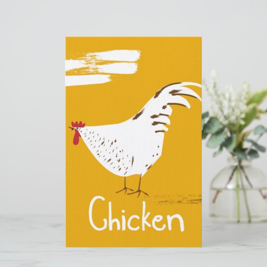 Vintage Chicken Briefpapier (Stehend Vorderseite)