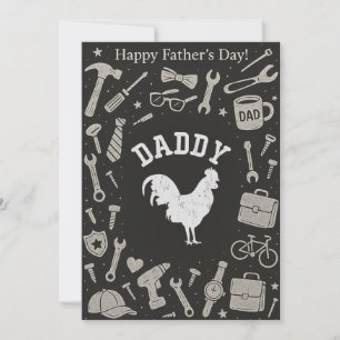 Vintage Chicken Daddy Frohe Vatertag Geschenkkarte Einladung