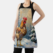 Vintage Chicken in Snowy Christmas Wonderland Schürze (InSitu)