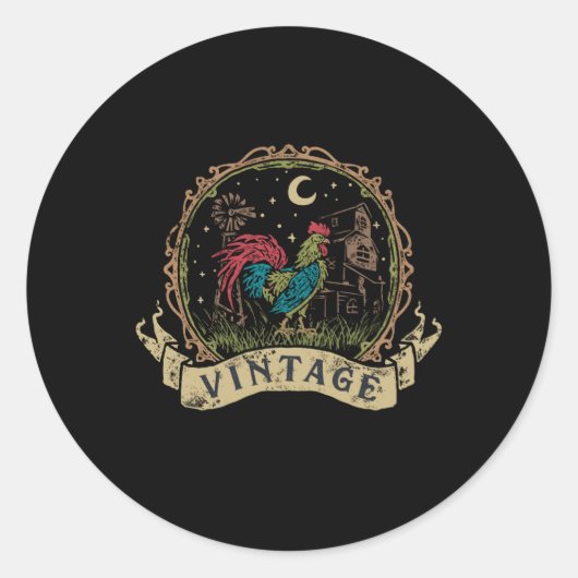 Vintage Chicken Runder Aufkleber (Vorderseite)