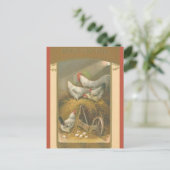 Vintage Chickens on Hay Easter Postkarte (Stehend Vorderseite)