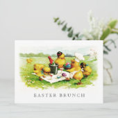 Vintage Chicks - kundenspezifischer Osterbrunch Einladung (Stehend Vorderseite)