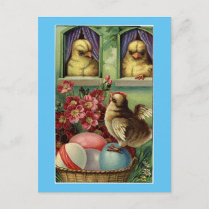 Vintage Chicks Ostern Postkarte