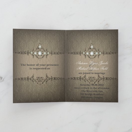 Vintage Chicpfau-Hochzeitseinladung Einladung (Innenseite)