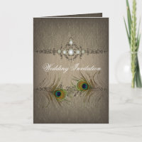 Vintage Chicpfau-Hochzeitseinladung