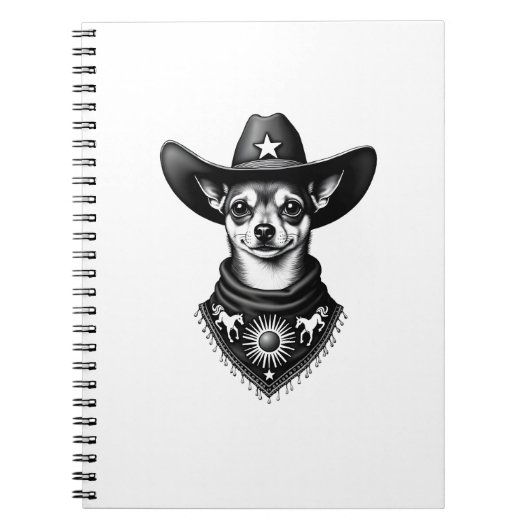 Vintage Chihuahua Cowboy Engraving Style Western D Notizblock (Vorderseite)