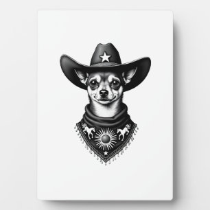 Vintage-Chihuahua-Cowboy-Gravur-Stil-Western-D Fotoplatte