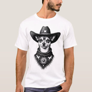 Vintage-Chihuahua-Cowboy-Gravur-Stil-Western-D T-Shirt