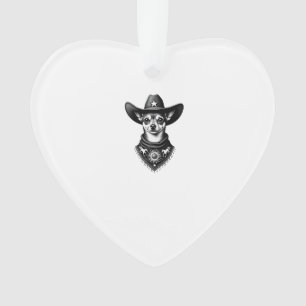 Vintage-Chihuahua-Cowboy-Gravur-Stil-Western-Hund- Ornament