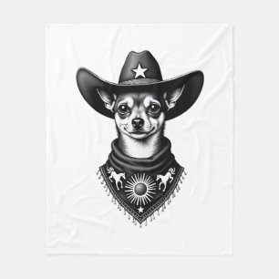 Vintage-Chihuahua-Cowboy-Stil-Western-D Fleecedecke