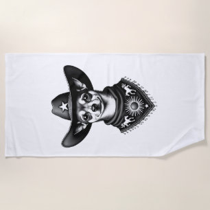 Vintage-Chihuahua-Cowboy-Stil-Western-D Strandtuch