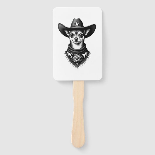 Vintage-Chihuahua-Cowboy-Stil-Western-Hund-Gravur Fächer (Vorderseite)
