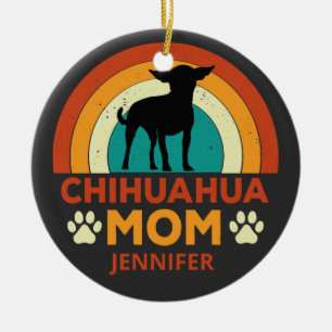 Vintage Chihuahua Dog Mama Sunset Keramik Ornament