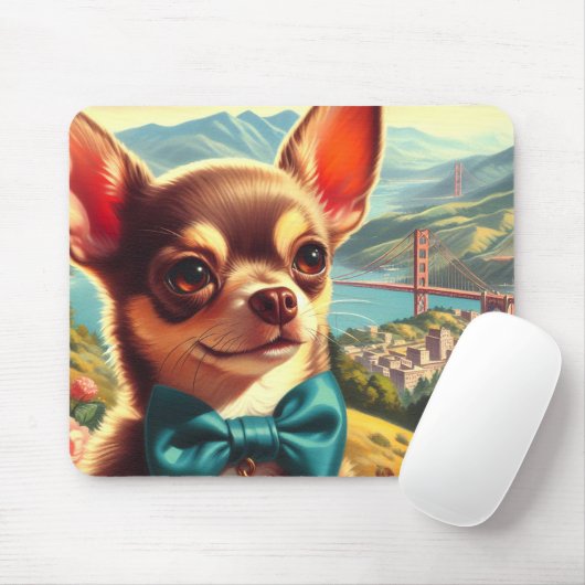 Vintage Chihuahua-Malerei Mousepad (Mit Mouse)