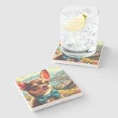Vintage Chihuahua-Malerei Steinuntersetzer (Seitenansicht)