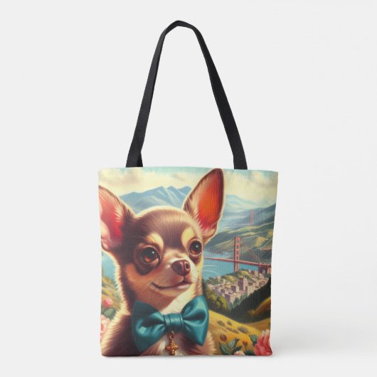 Vintage Chihuahua-Malerei Tasche (Rückseite)