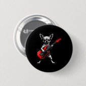 Vintage-Chihuahua Rock lustiger Hund spielt Gitarr Button (Vorne & Hinten)