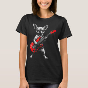 Vintage-Chihuahua Rock lustiger Hund spielt Gitarr T-Shirt
