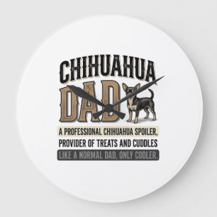Vintage-Chihuahua-Vater-Hunde-Liebhaber-Shirt-Desi Große Wanduhr