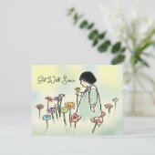 Vintage Child with Flowers Get Well Card  (Stehend Vorderseite)