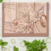 Vintage Children Reading cozy Illustration  Geschirrtuch (Gefaltet)