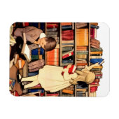 Vintage Children Reading Library Books Magnet (Horizontal)