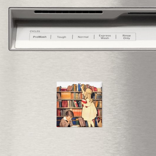 Vintage Children Reading Library Books Magnet (In Situ (Geschirrspüler))
