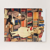 Vintage Children Reading Library Books Puzzle (Horizontal)