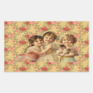 Vintage Children Rechteckiger Aufkleber