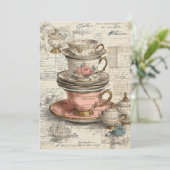 Vintage China | Antiker Charme Einladung (Stehend Vorderseite)