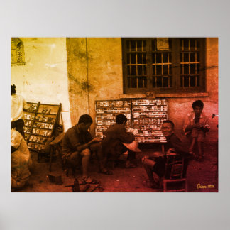 Vintage China Changsha book lending Poster