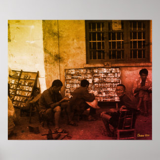 Vintage China Changsha book lending Poster