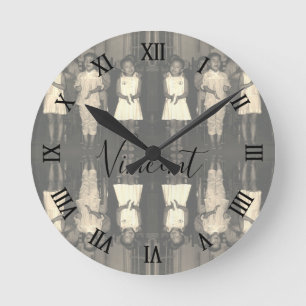 Vintage China Changsha Kinderbetreuung Leinwanddru Runde Wanduhr