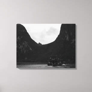Vintage China Guilin Flussboot Leinwanddruck