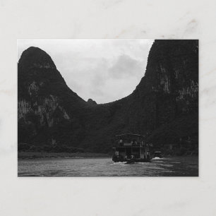 Vintage China Guilin Flussboot Postkarte