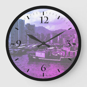 Vintage China Hong Kong Haushaltsboote Fluss Watch Große Wanduhr