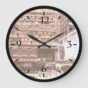 Vintage China Hong Kong Street City Watch Große Wanduhr