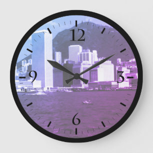 Vintage China Hongkong Bucht Wolkenkratzer Sicht Große Wanduhr