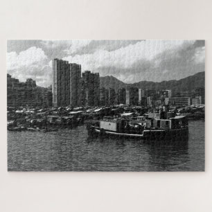 Vintage China Hongkong-Hausboote Fluss Puzzle