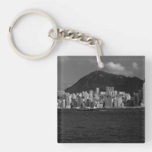 Vintage China Hongkong Wolkenkratzer am Meer Schlüsselanhänger