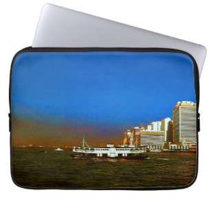 Vintage China Hongkong Wolkenkratzer Meer Laptopschutzhülle