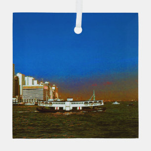 Vintage China Hongkong Wolkenkratzer Meer Ornament Aus Glas