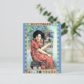 Vintage China in Shanghai mit Papagei Postkarte (Stehend Vorderseite)