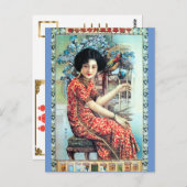 Vintage China in Shanghai mit Papagei Postkarte (Vorne/Hinten)
