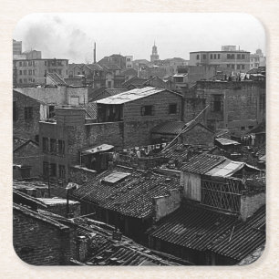 Vintage China Kanton Rechteckiger Pappuntersetzer