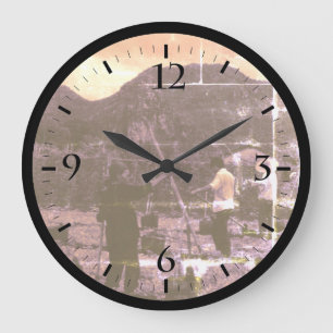 Vintage China Lilin-Bewässerung mit flüssigem Dung Große Wanduhr