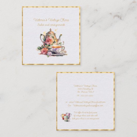 Vintage China Quadratische Visitenkarte (Vorne/Hinten)